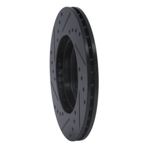 Volkswagen DERBY Brake Rotor (1) - Front Right - R1 Concepts - Drilled & Slotted - Black - `86-`08